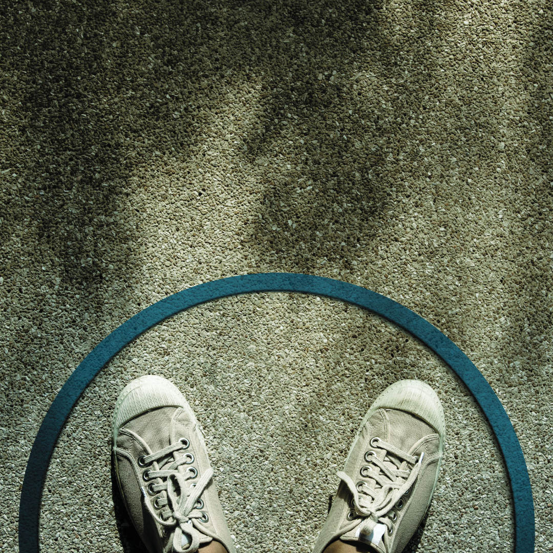 boundaries depicted as feet in a circle